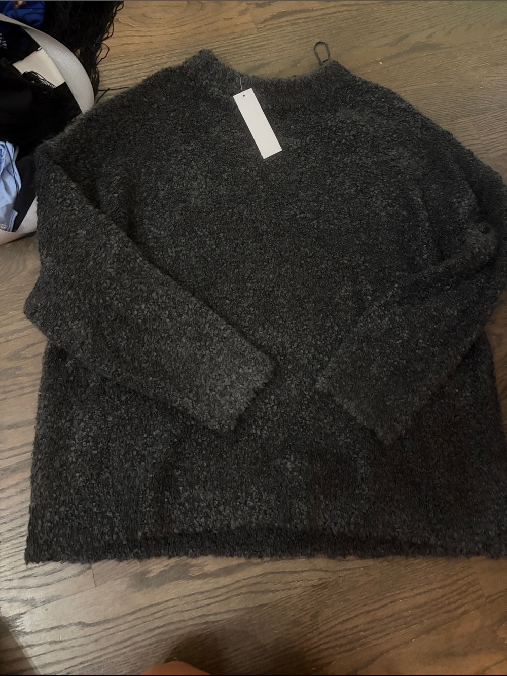 Topshop Dark Gray Fuzzy Crewneck Sweater